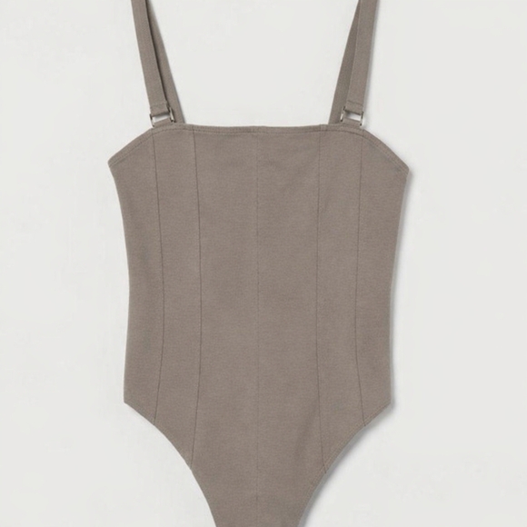H&M Tops - H&M Beige Bodysuit Adjustable Straps Size L